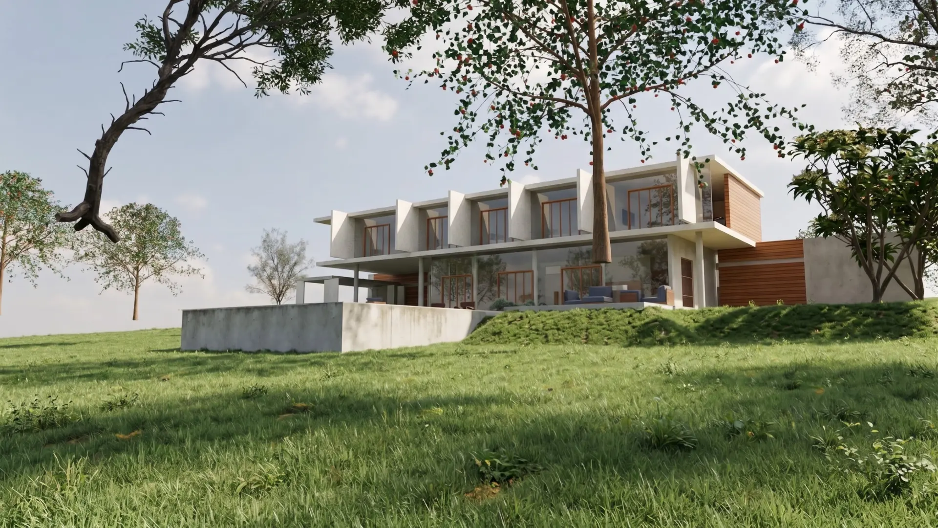 Render da fachada da Casa Aroeira